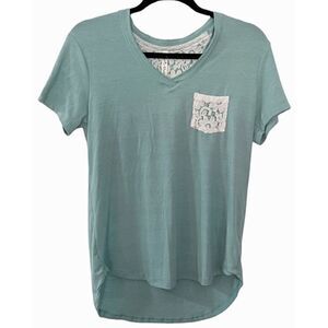 Hi-Low Tee with Lace pocket M Crushing Hearts